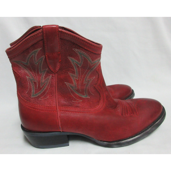 Ariat Womens Boots 7.5 B Red Billie Unbridled Western Cowboy Booties - Picture 1 of 9